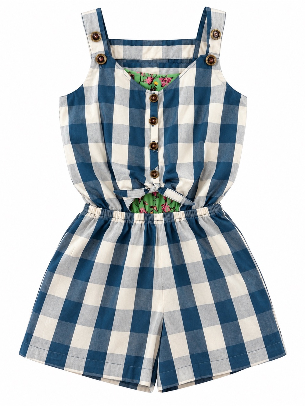 435 by Matilda Jane Girls 12 Blue Gingham Plaid Romper 2017